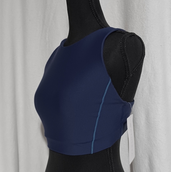 NWT Athleta Deep Flex Spacer Tipped Sports Bra D-DD Size Small Blue/Ultramarine